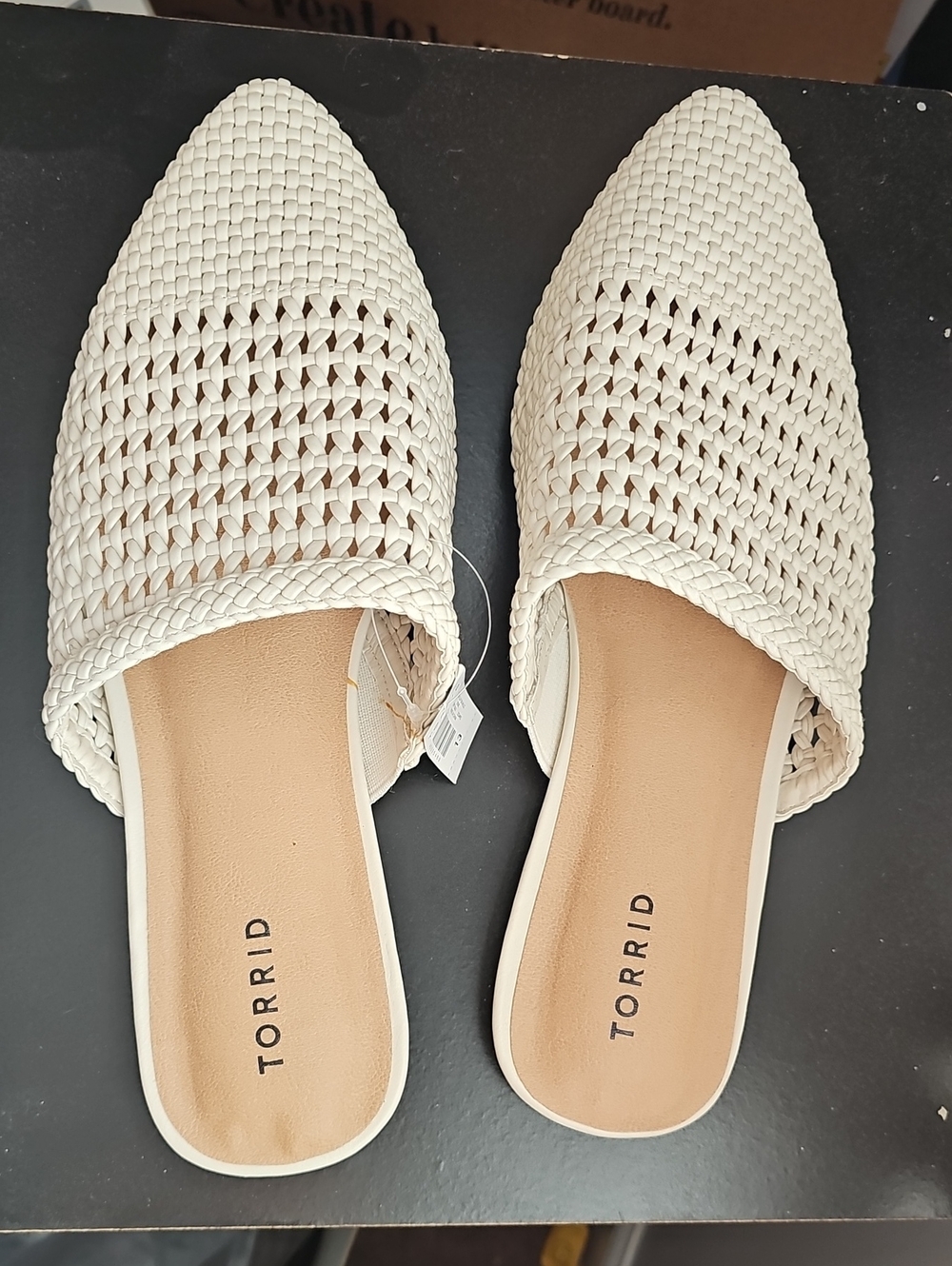 torrid Cream Woven Pointed Slide Mules